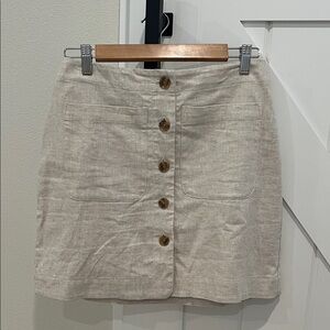 Banana Republic Cream Button-Front Linen Blend Skirt